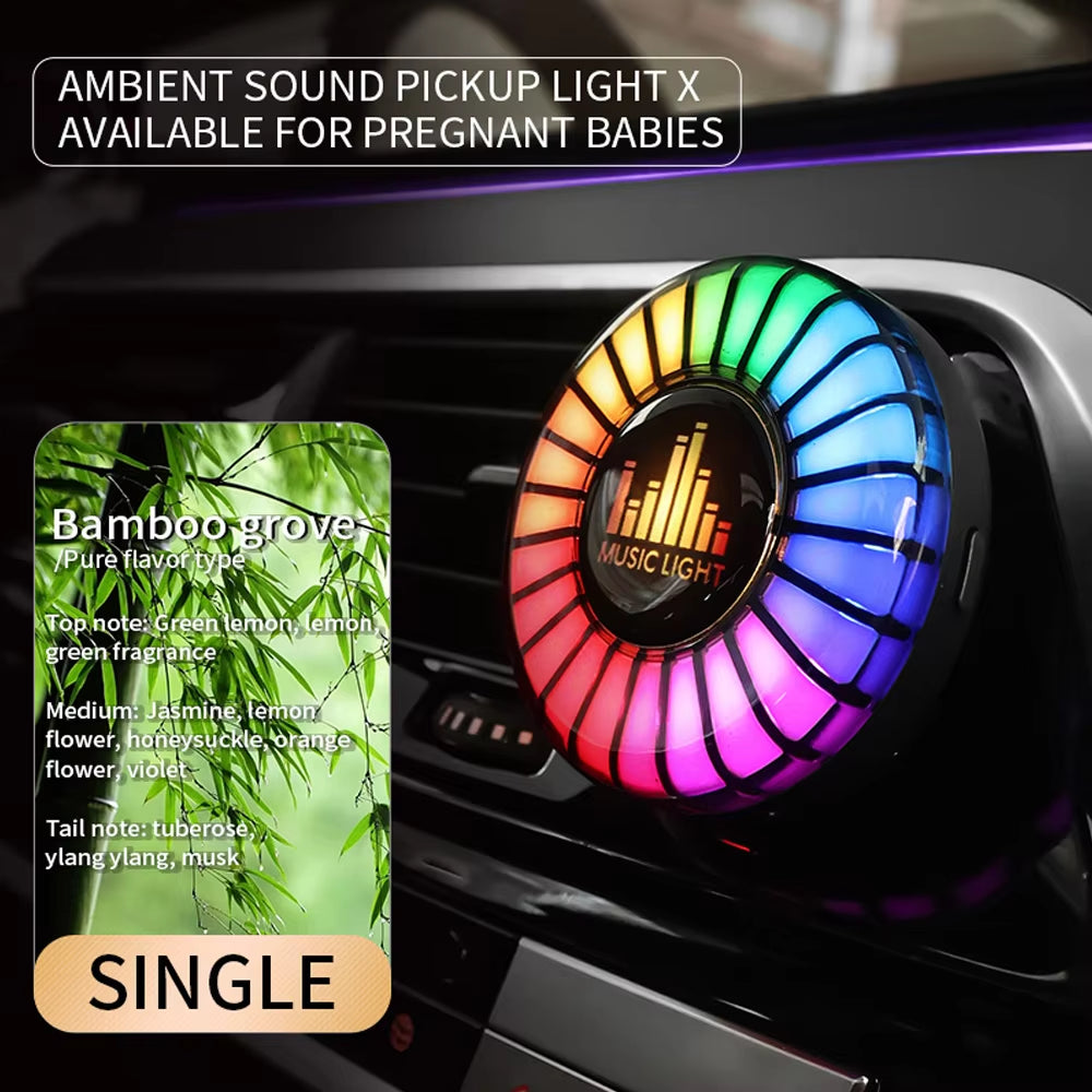 Car Smart APP Control RGB Music Rhythm Lamp Air Freshener LED Strip Sound Control Voice Pick up Atmosphere Light Air Vent Clip